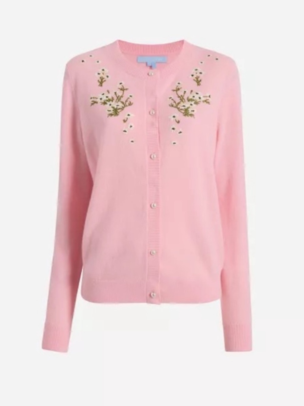 Hill House Pink Embroidered Button-Front Cardigan